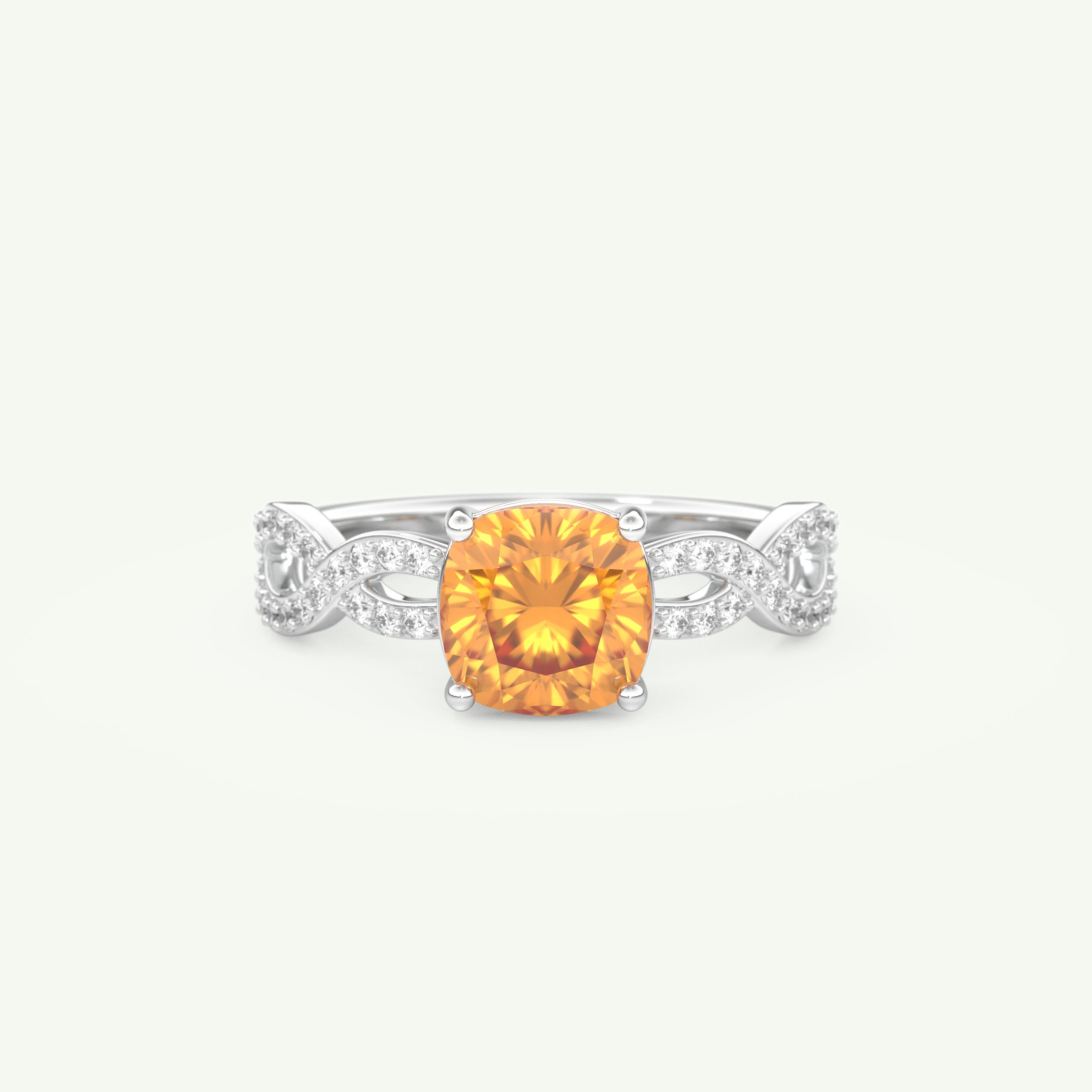 1.78 CT Cushion Cut Pave November-Citrine Birthstone Engagement Ring 13