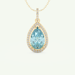 0.81 TCW Pear December- Blue Topaz Halo Birthstone Necklace 1