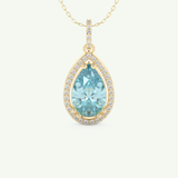 0.81 TCW Pear December- Blue Topaz Halo Birthstone Necklace 1