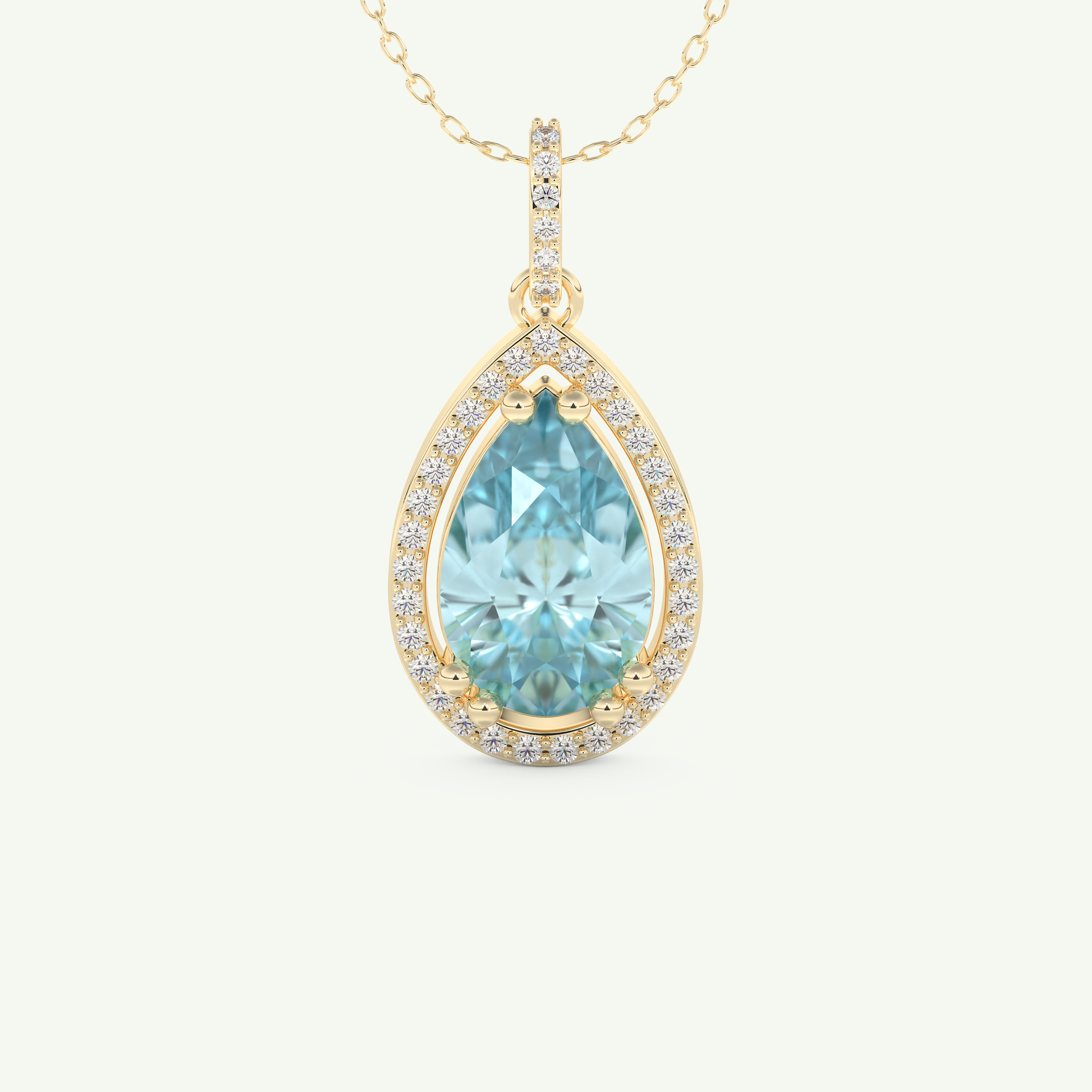 0.81 TCW Pear December- Blue Topaz Halo Birthstone Necklace 1