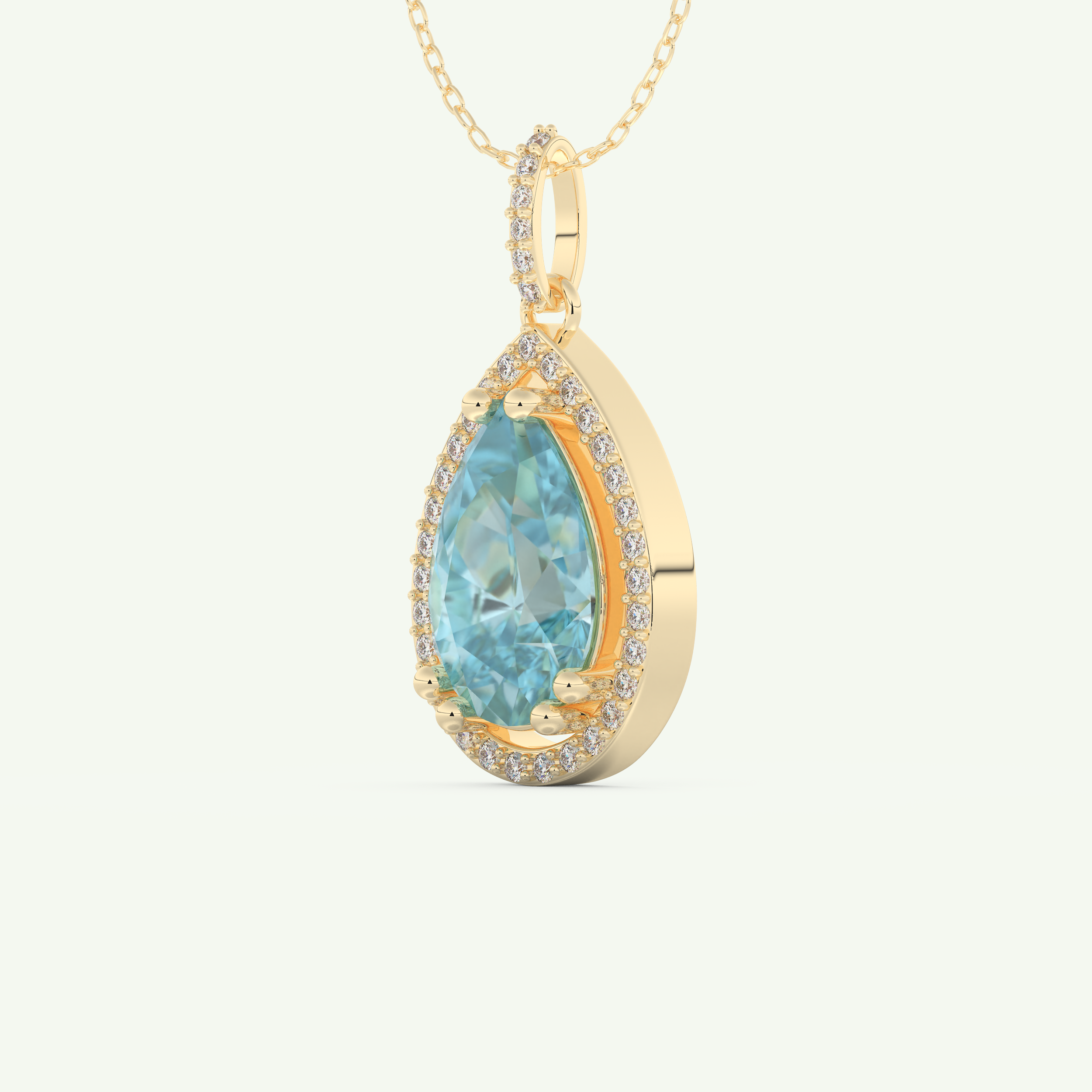0.81 TCW Pear December- Blue Topaz Halo Birthstone Necklace 2