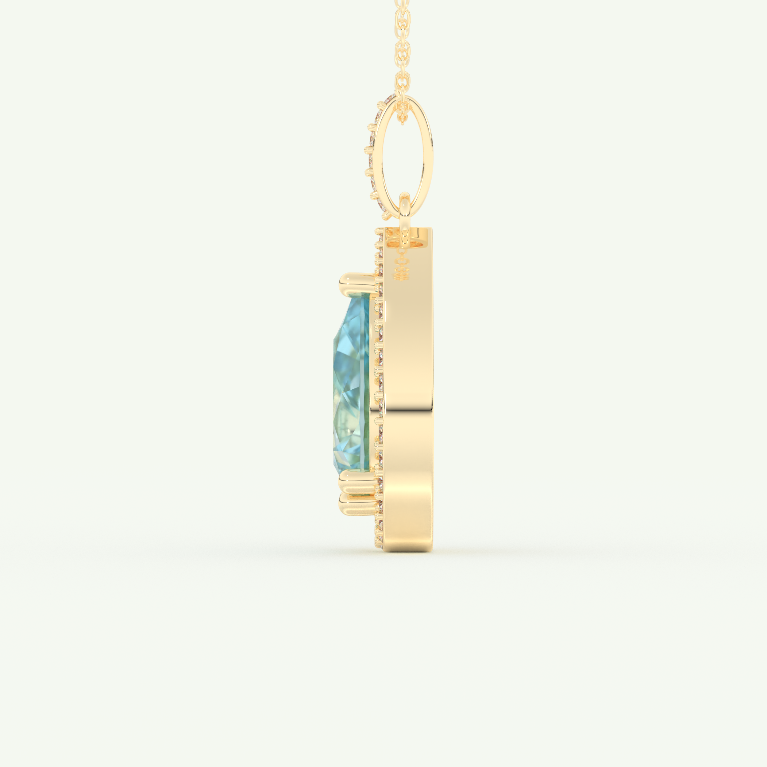 0.81 TCW Pear December- Blue Topaz Halo Birthstone Necklace 3