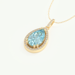 0.81 TCW Pear December- Blue Topaz Halo Birthstone Necklace 5