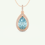 0.81 TCW Pear December- Blue Topaz Halo Birthstone Necklace 6