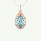 0.81 TCW Pear December- Blue Topaz Halo Birthstone Necklace 6
