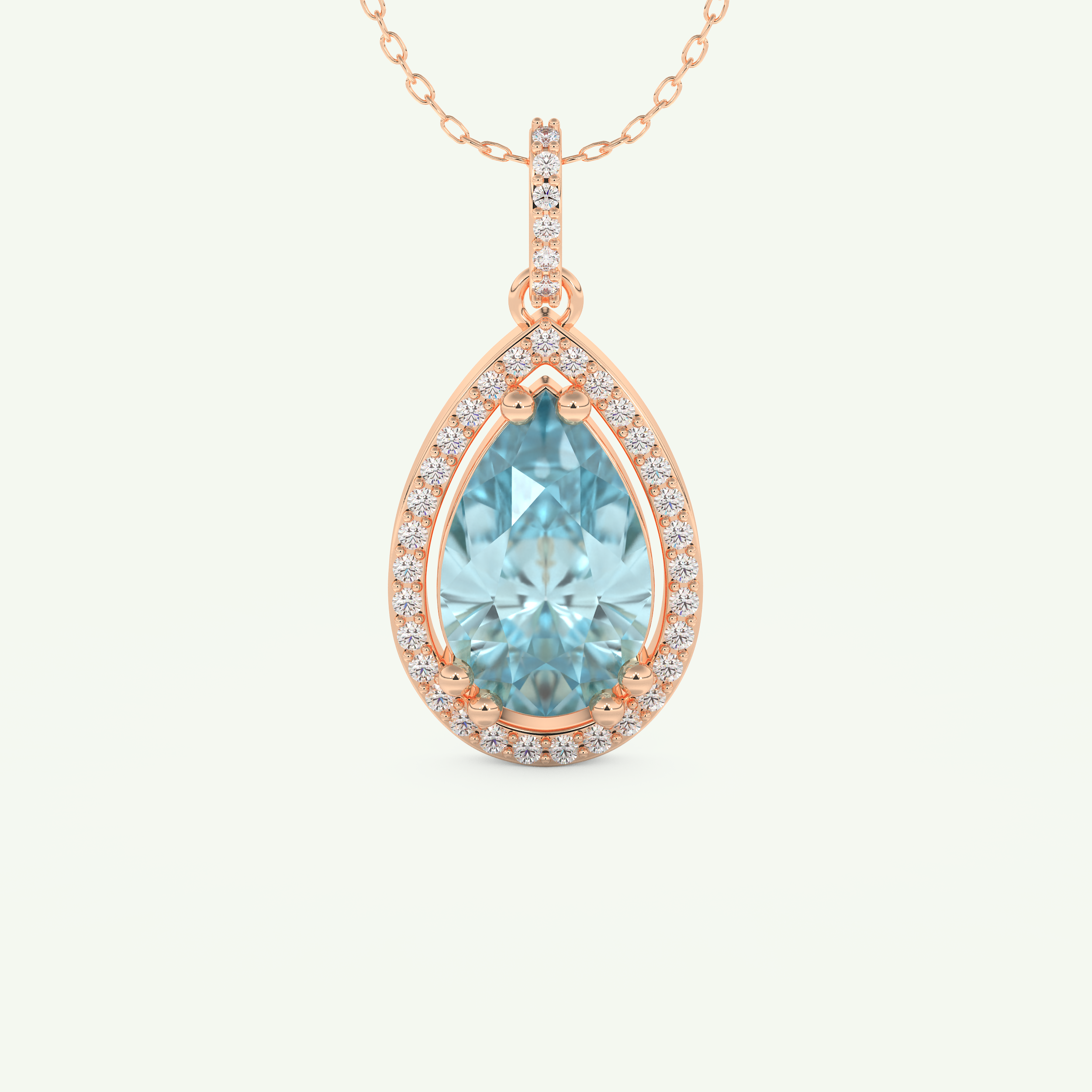 0.81 TCW Pear December- Blue Topaz Halo Birthstone Necklace 6