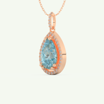 0.81 TCW Pear December- Blue Topaz Halo Birthstone Necklace 7