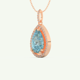 0.81 TCW Pear December- Blue Topaz Halo Birthstone Necklace 7