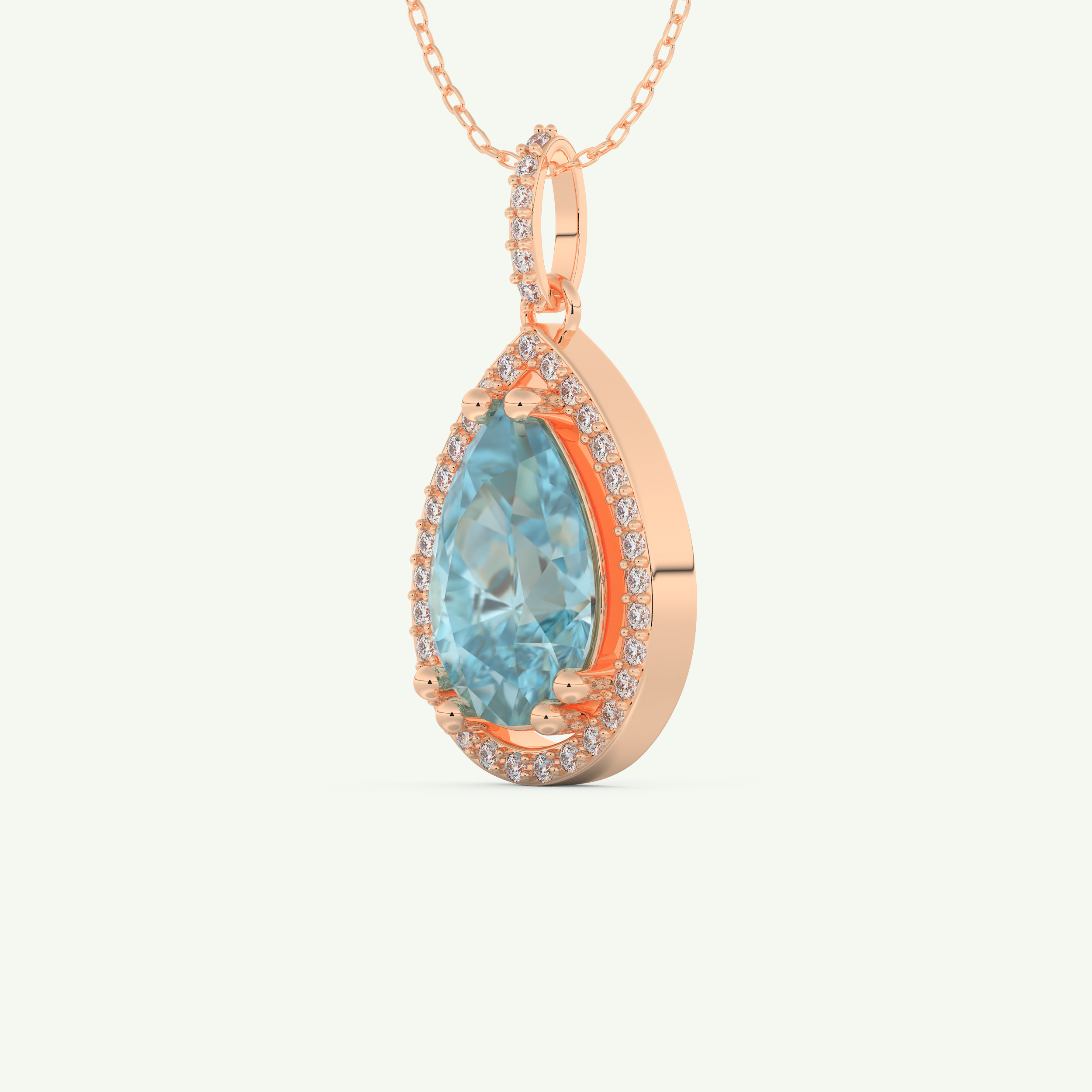 0.81 TCW Pear December- Blue Topaz Halo Birthstone Necklace 7