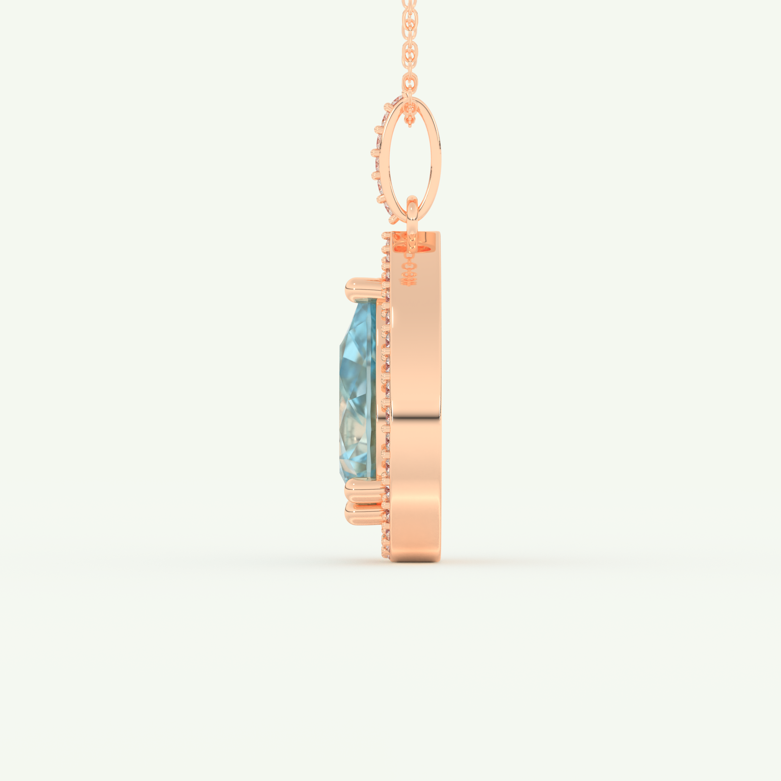 0.81 TCW Pear December- Blue Topaz Halo Birthstone Necklace 8