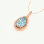 0.81 TCW Pear December- Blue Topaz Halo Birthstone Necklace 10