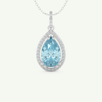 0.81 TCW Pear December- Blue Topaz Halo Birthstone Necklace 11