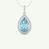 0.81 TCW Pear December- Blue Topaz Halo Birthstone Necklace 11