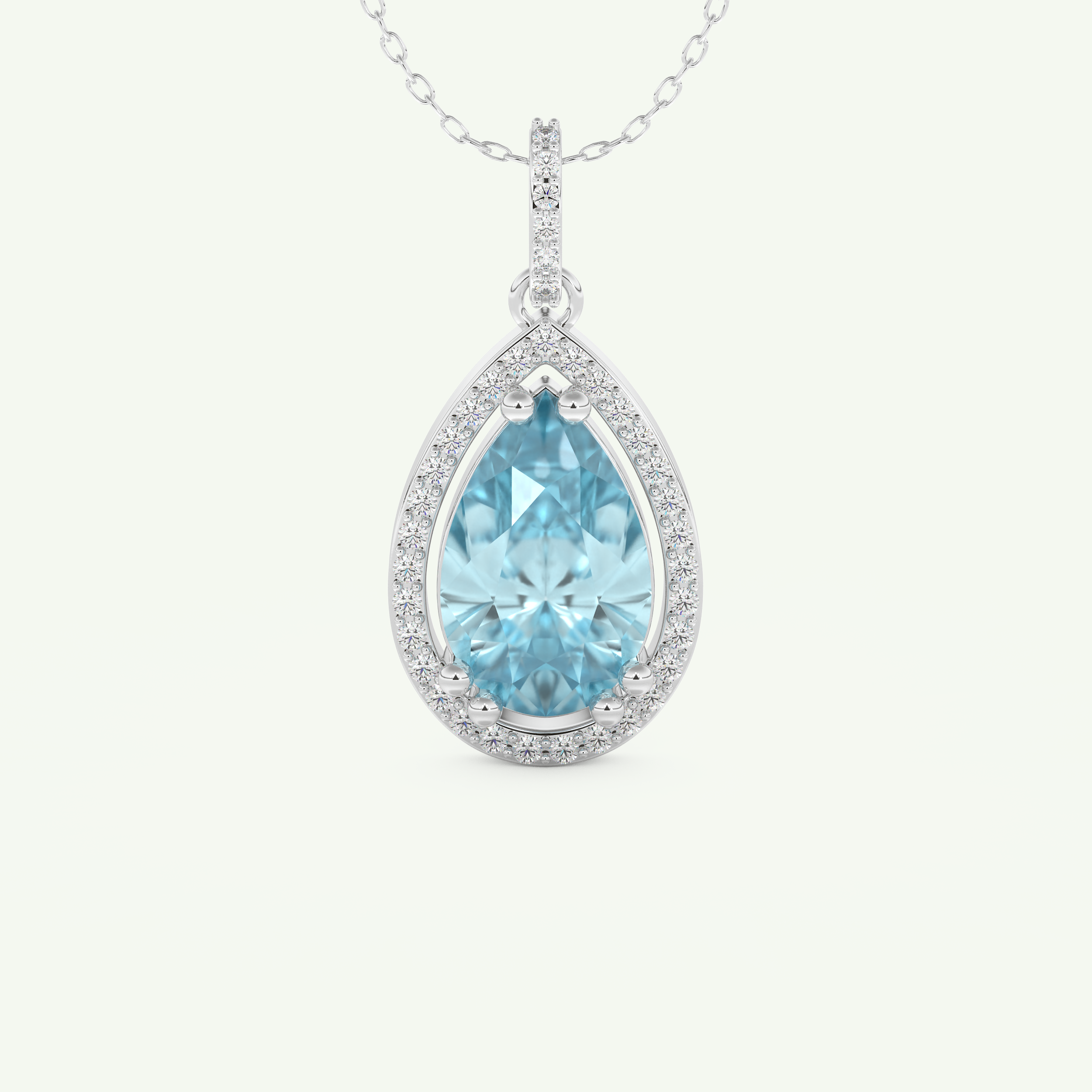 0.81 TCW Pear December- Blue Topaz Halo Birthstone Necklace 11
