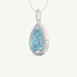 0.81 TCW Pear December- Blue Topaz Halo Birthstone Necklace 12