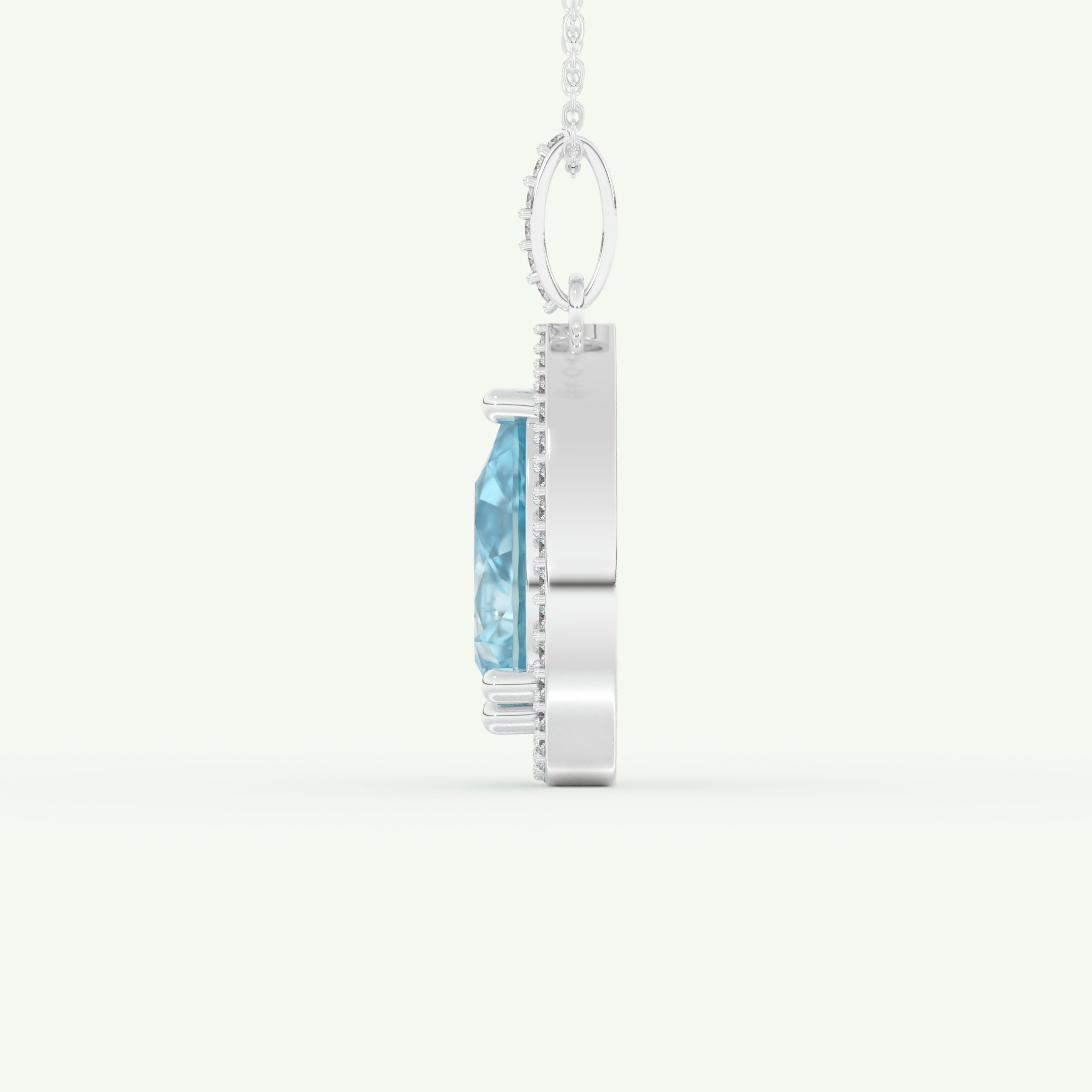 0.81 TCW Pear December- Blue Topaz Halo Birthstone Necklace 13