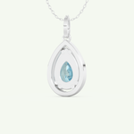 0.81 TCW Pear December- Blue Topaz Halo Birthstone Necklace 14