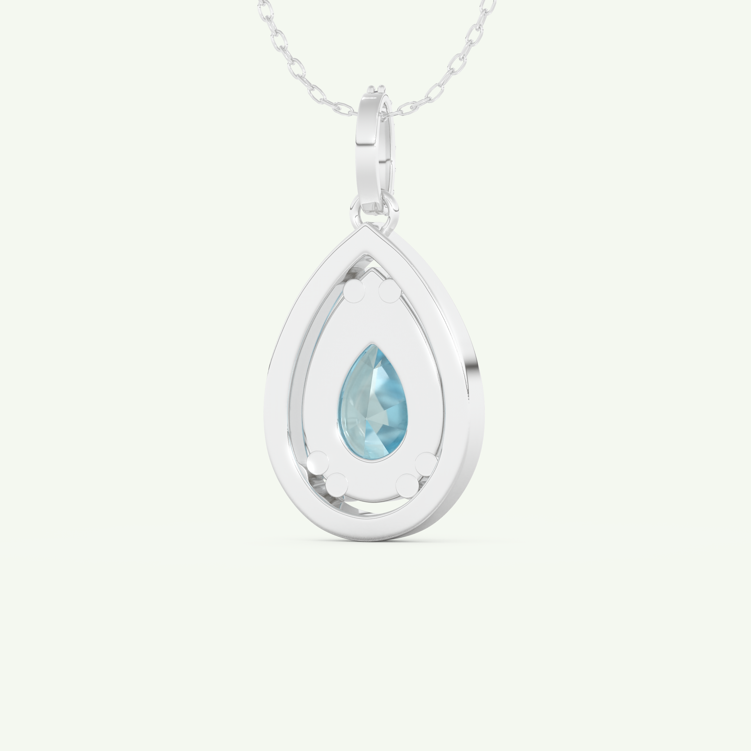 0.81 TCW Pear December- Blue Topaz Halo Birthstone Necklace 14