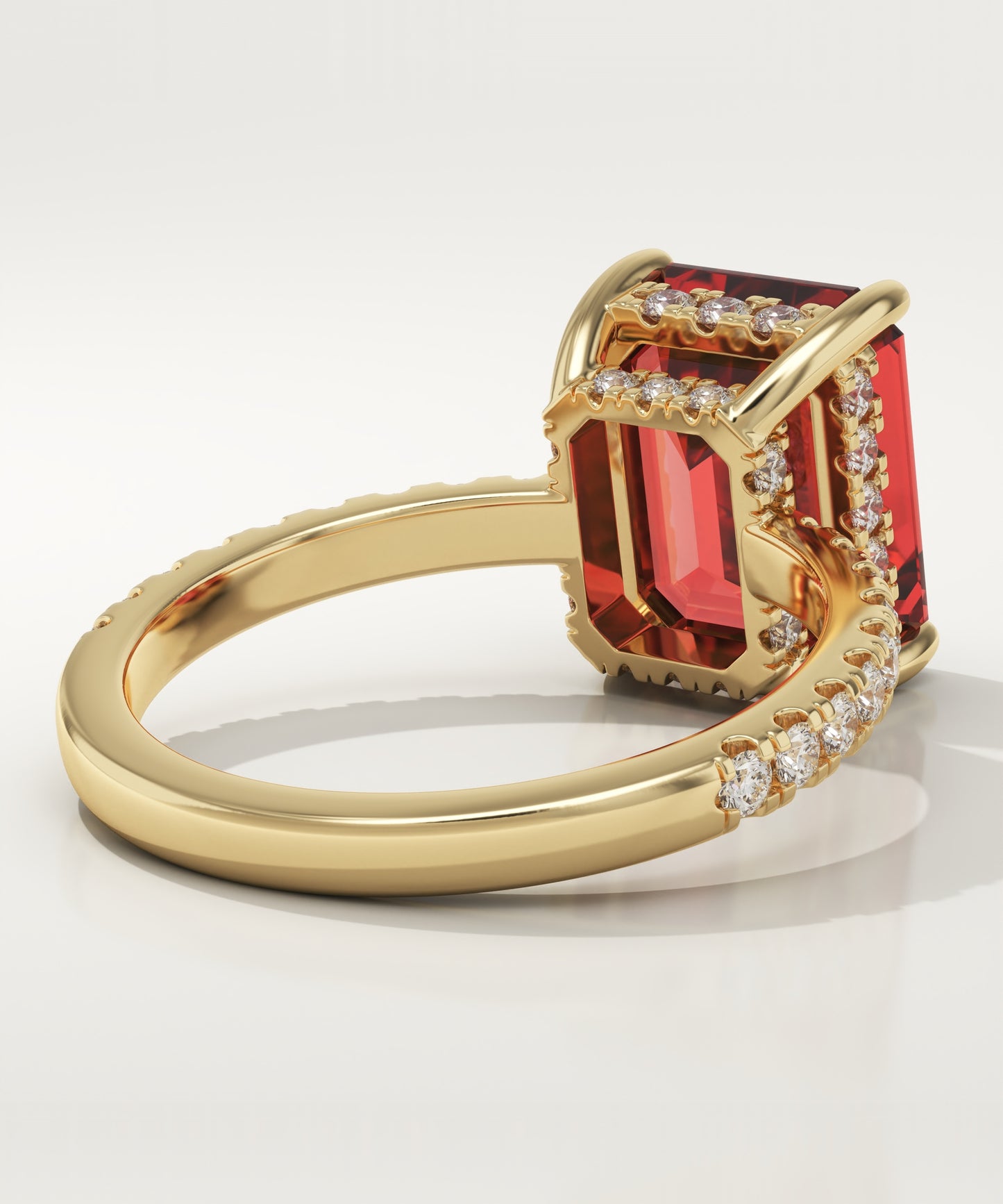 3.71 CT Emerald Cut Pave Lab-Grown Garnet Gemstone Engagement Ring