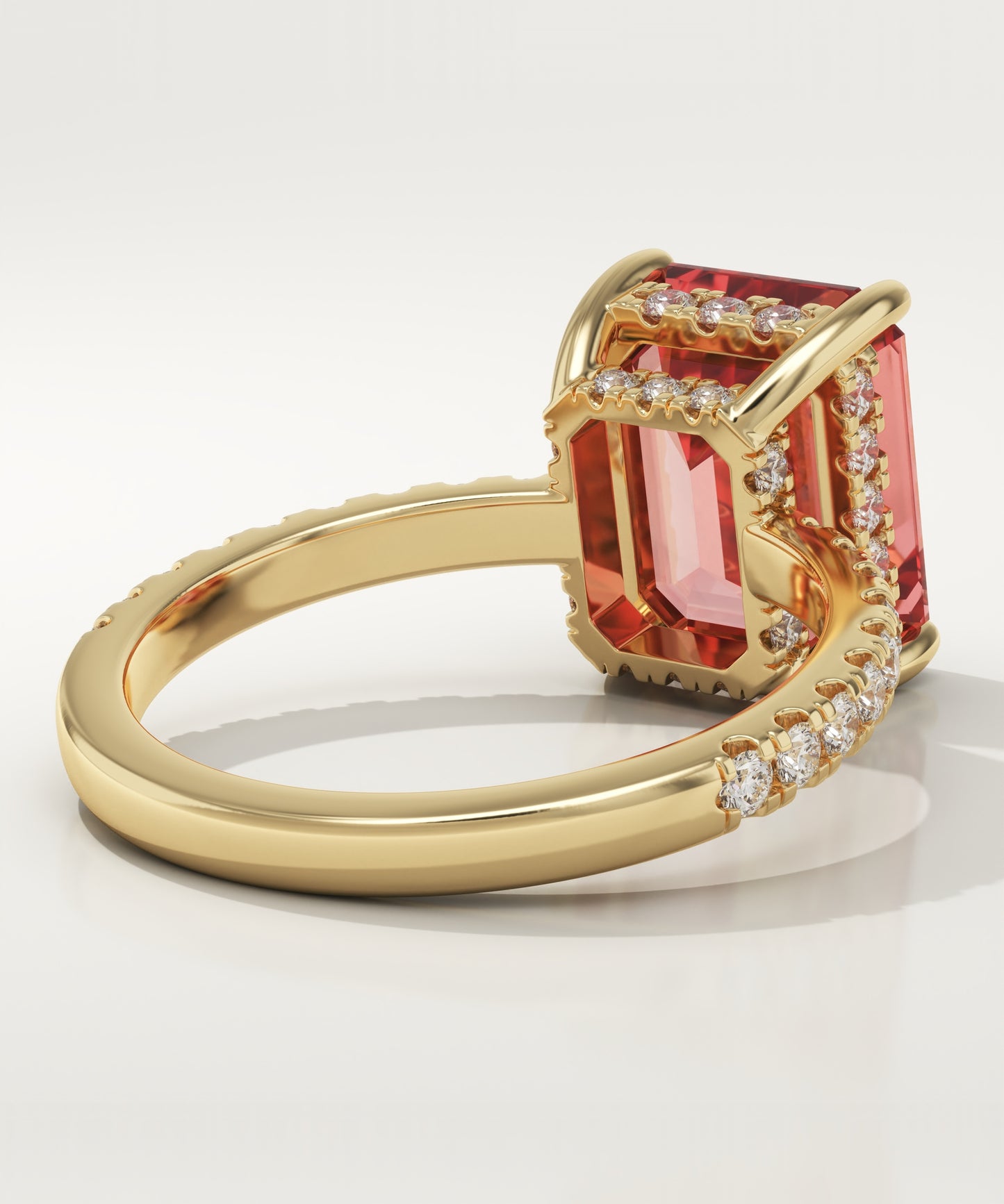 3.71 CT Emerald Cut Pave Lab-Grown Ruby Gemstone Engagement Ring