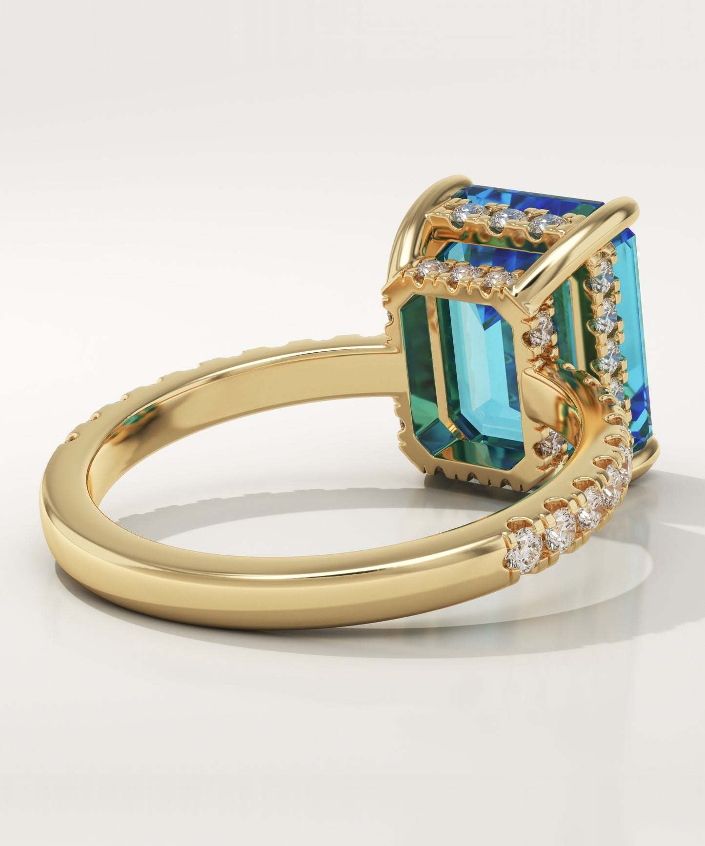 3.71 CT Emerald Cut Pave Lab-Grown Blue Topaz Gemstone Engagement Ring