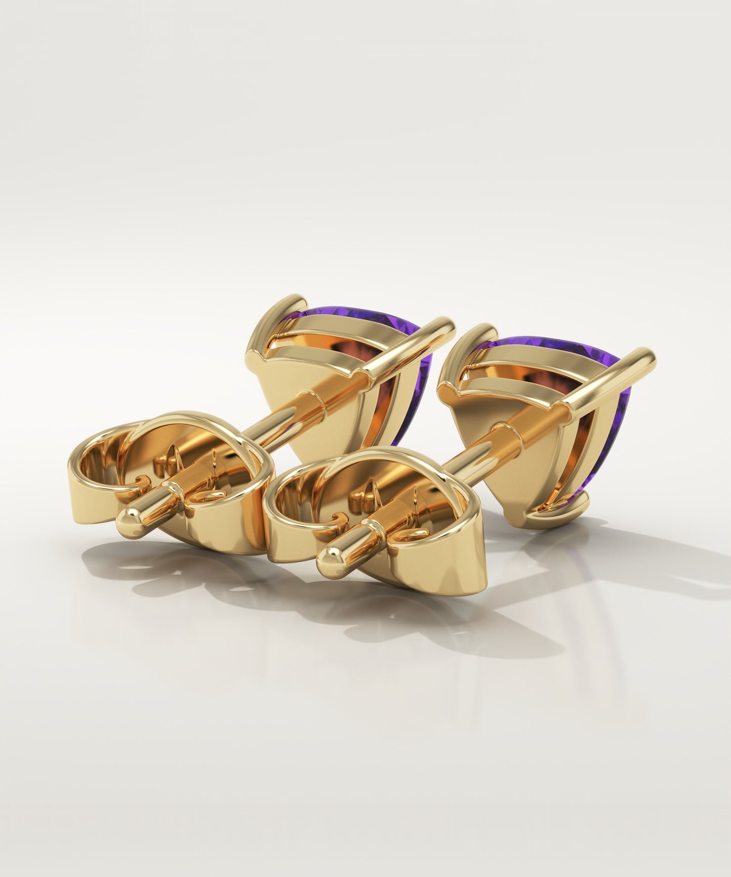 2.92 TCW Trilllion February-Amethyst Birthstone Stud Earrings