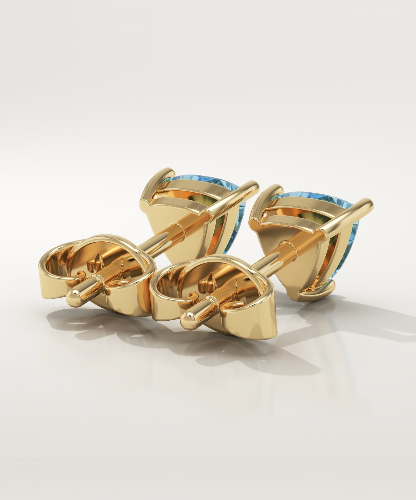 2.92 TCW Trilllion March-Aquamarine Birthstone Stud Earrings