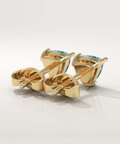 2.92 TCW Trilllion March-Aquamarine Birthstone Stud Earrings