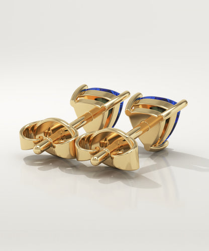 2.92 TCW Trilllion September-Sapphire Birthstone Stud Earrings