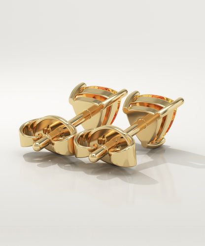 2.92 TCW Trilllion November-Citrine Birthstone Stud Earrings