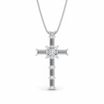 1.1 TCW Princess & Baguette Lab-Grown Diamond Cross Necklace 1