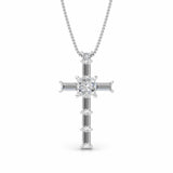 1.1 TCW Princess & Baguette Lab-Grown Diamond Cross Necklace 1