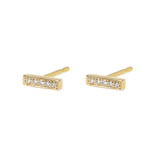 0.025 TCW Round Lab-Grown Diamond T Bar Stud Earrings