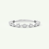 0.14 TCW Round Shaped Moissanite Half Eternity Wedding Band (US Size 5.75)