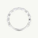 0.14 TCW Round Shaped Moissanite Half Eternity Wedding Band (US Size 5.75)