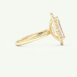 3.35 CT Emerald Cut Moissanite Cluster Engagement Ring (US Size 4.75 Ready To Ship)