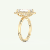 3.35 CT Emerald Cut Moissanite Cluster Engagement Ring (US Size 4.75 Ready To Ship)