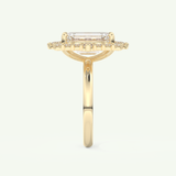 3.35 CT Emerald Cut Moissanite Cluster Engagement Ring (US Size 4.75 Ready To Ship)