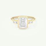 2 CT Emerald Cut Moissanite Three Stone Engagement Ring (US Size 7.25 Ready To Ship)