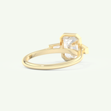 2 CT Emerald Cut Moissanite Three Stone Engagement Ring (US Size 7.25 Ready To Ship)
