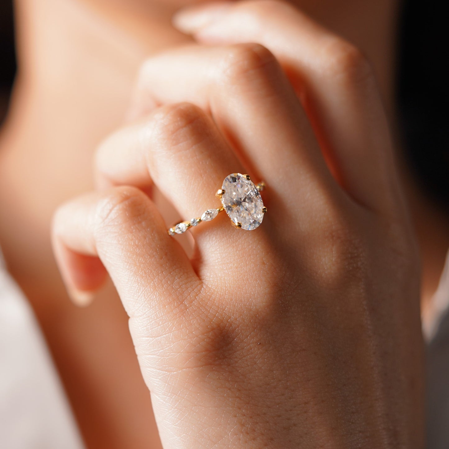 Oval Cut Hidden Halo & Pave Lab-Grown Diamond Engagement Ring