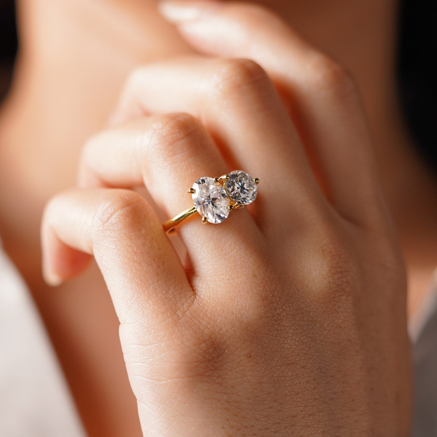 4 TCW Oval & Round Cut Toi Et Moi Lab-Grown Diamond Engagement Ring