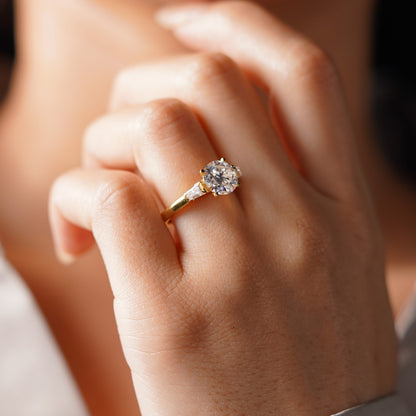 Round Cut Three Stone Lab-Grown Diamond Engagement Ring