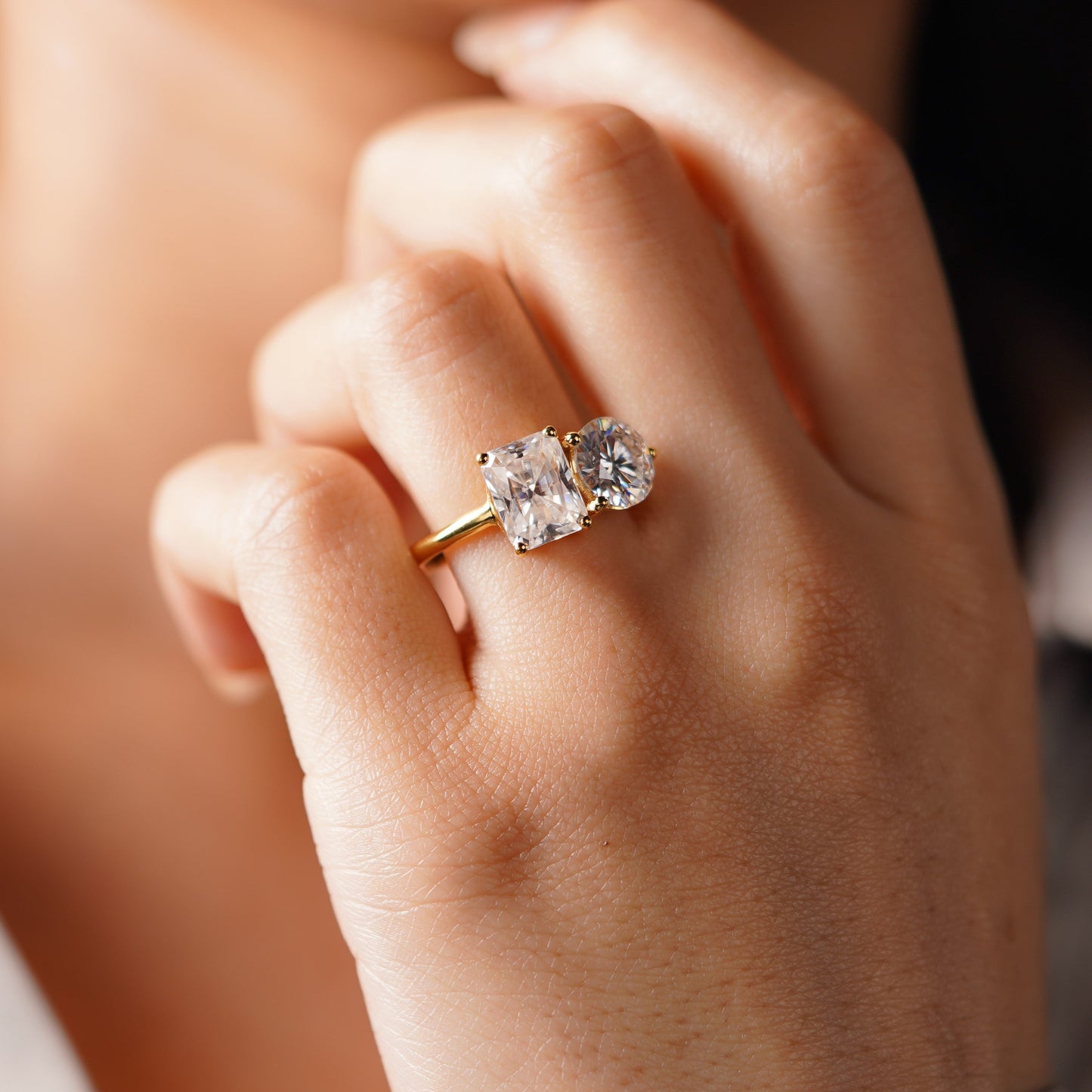 5 TCW Radiant & Round Cut Toi Et Moi Lab-Grown Diamond Engagement Ring