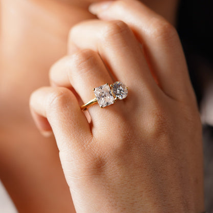 5 TCW Radiant & Round Cut Toi Et Moi Lab-Grown Diamond Engagement Ring