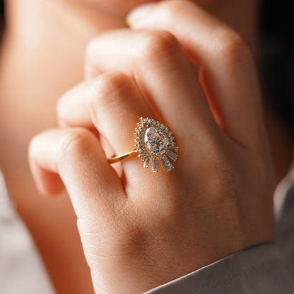 Pear Cut Cluster Lab-Grown Diamond Engagement Ring