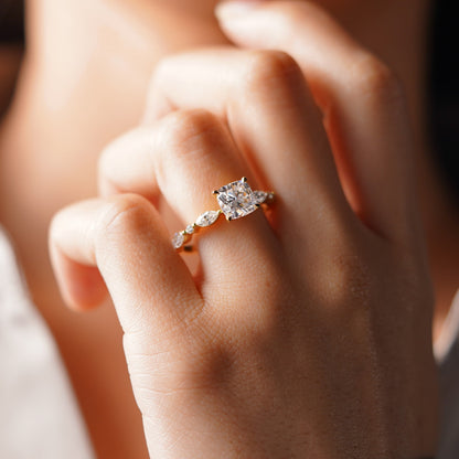 Cushion Cut Pave Lab-Grown Diamond Engagement Ring