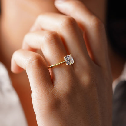 Cushion Cut Solitaire Cathedral Lab-Grown Diamond Engagement Ring