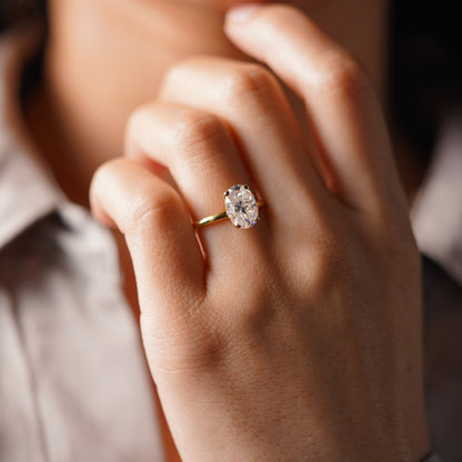 Oval Cut Hidden Halo Lab-Grown Diamond Engagement Ring