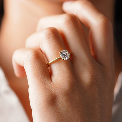 Round Cut Solitaire Cathedral Lab-Grown Diamond Engagement Ring